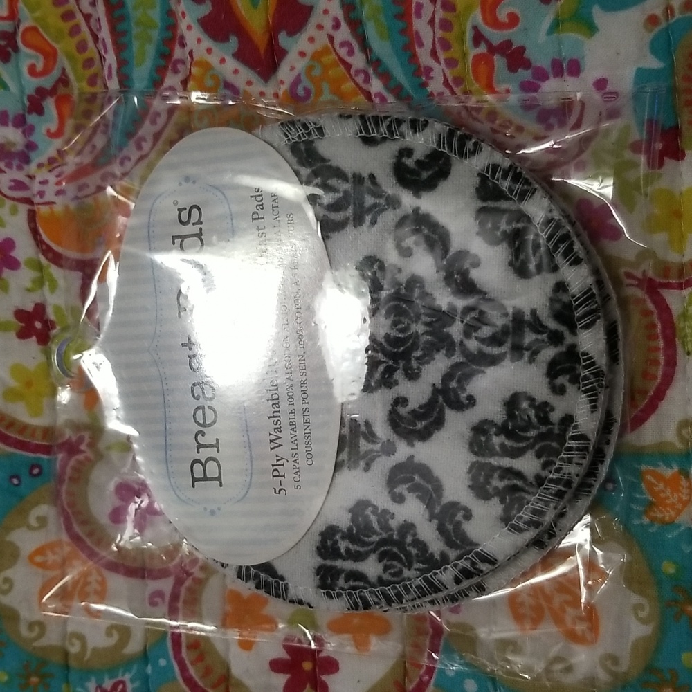 Washable breast pads, Damask print
